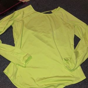 Neon yellow asics running shirt